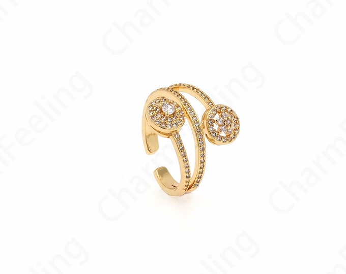 18K Gold Filled Adjustable Rings,Line Rings,Gold Open Rings,Square Rings, Round Rings, Micropavé CZ Everyday Rings,