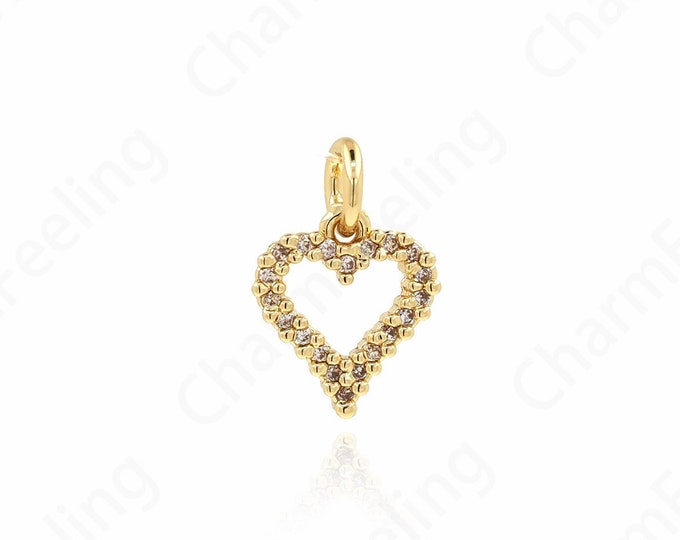 Hollow Heart Pendant, 18K Gold Filling Gold Heart-Shaped Pendant, Heart-Shaped Necklace,Heart Charm, LOVE Necklace 14.5x10x1.8mm