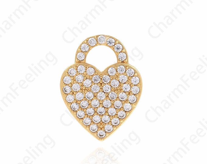 Crystal Heart Pendant,Micropavé CZ Love Necklace, 18K Gold Filled Heart Charm, Love Charm, DIY Jewelry Accessories,19.5x25x3mm