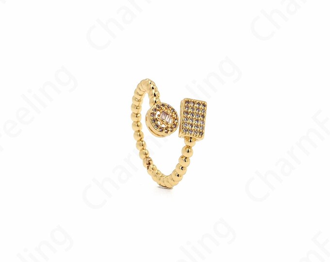 Square Rings, Round Rings, Micropavé CZ Everyday Rings, 18K Gold Filled Adjustable Rings, Line Rings,Gold Open Rings,