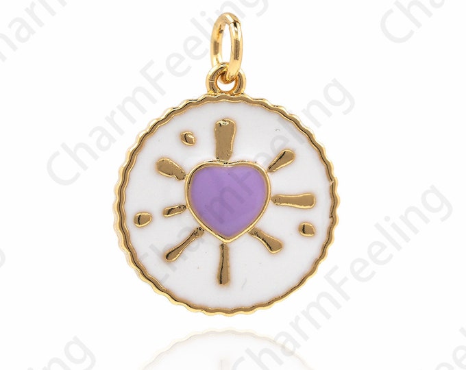 18K Gold Filled Round Love Pendant Love Necklace Round Necklace Love Bracelet Gold Disc Pendant For Her Favorite (21x16x2mm)