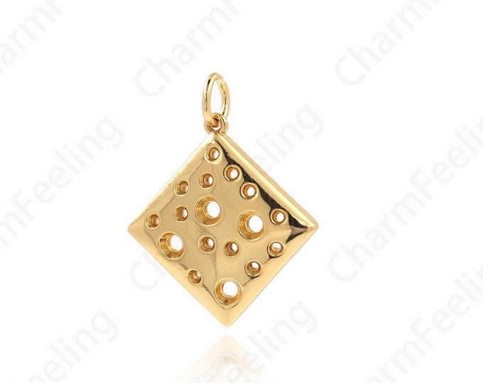 Square Pendant, 18K Gold Filled Square Woven Pendant, Square Woven Necklace, Square Woven Pendant, DIY Accessories 23.5x18.5x2.5mm