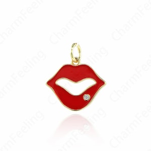 18K Gold Filled Lip Shape Pendant,Enamel Charm,Lip Shape Charm,Her Fashion Accessories,DIY Jewelry Making Components 17x15x1.5mm