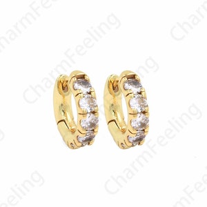 Imitation Diamond Earrings, Micropavé CZ Hollow Earrings, 18K Gold Filled Simple Earrings,Dainty Earrings, DIY Accessories 17x16x4mm