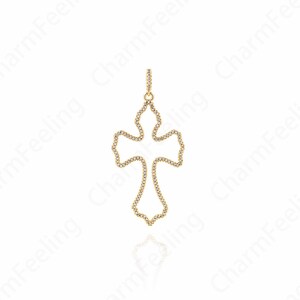 Cross Charm, Religious Jewelry, 18K Filled Gold Cross Pendant, DIY Jewelry Making Accessories 60.5x30.5x2.5mm