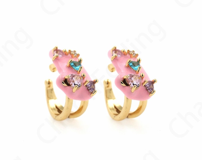 Ladies Ear Clips,Enamel Ear Clip Earrings,18K Gold Filled Simple Earrings,Pierced Earrings,Twist Ear Clips,Gift for Her,19x18x10.2mm