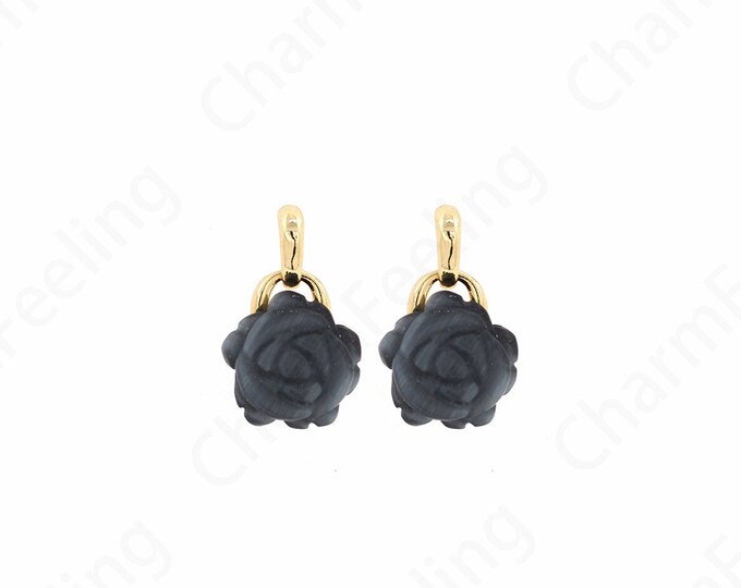Enamel Flower Charm,Rose Earrings, Flower Earrings,18K Gold Filled Round Earrings,DIY Jewelry Supplies,16.5x10.5x6.5mm