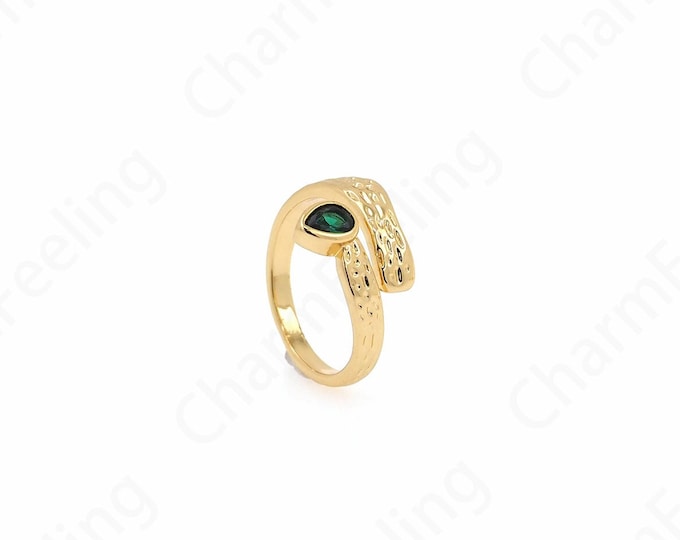 Water Drop Ring, Pear Shaped Ring,Round Ring, 18K Gold Filled Adjustable Ring, Micro Pave CZ Tear Drop Ring, Gift For Her,