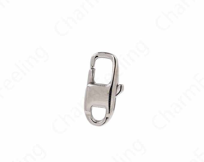 Spring Clasp Stainless Steel Carabiner, Silver Filled Lobster Clasp, Button Clasp,Jewelry Clasp,DIY Jewelry Supplies,17x8.5x4.5mm