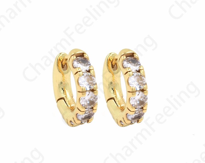 Imitation Diamond Earrings, Micropavé CZ Hollow Earrings, 18K Gold Filled Simple Earrings,Dainty Earrings, DIY Accessories 17x16x4mm