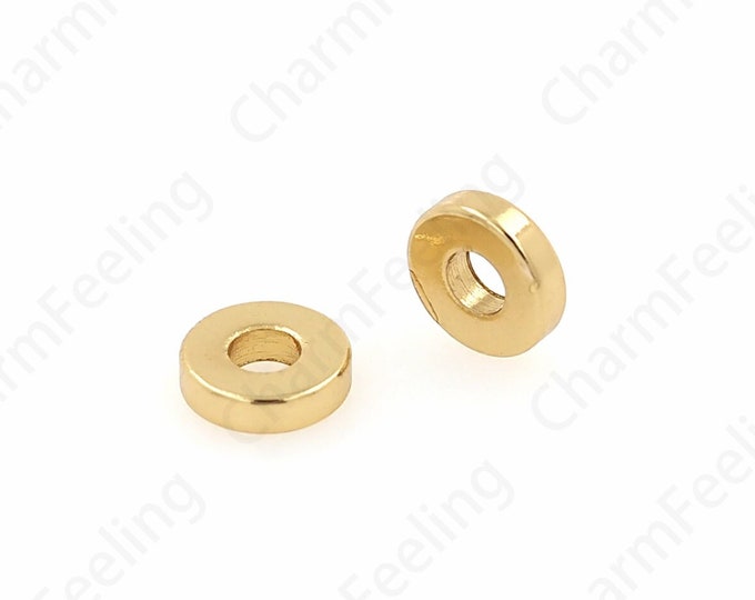 10 PCS 18K Gold Filled Flat Spacer Beads,Disc Spacer Beads,Flat Rectangle Beads,Flat Bead Bracelet,DIY Jewelry Supplies,6x1.2mm