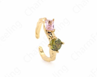 1PCS Stackable Ring, Wedding Ring, 18K Gold Filled Line Ring, Golden Spiral Ring, Micropavé CZ Adjustable Ring, CZ Ring, A Gift For Her