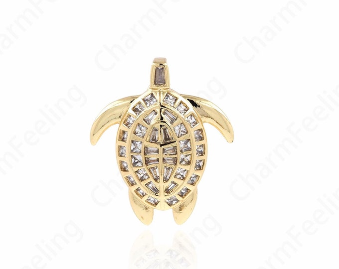 Little Brass Tortoise, Gold Tortoise Necklace, Ocean Charm, Little Tortoise Pendant, DIY Jewelry And Jewelry Making 27.5x24x5.5mm