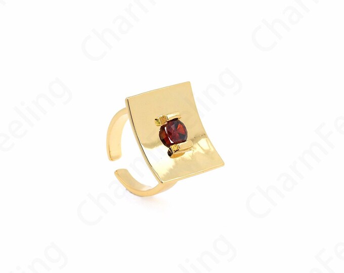 Gold Rings, Open Rings, Fashion Rings Square Rings, 18K Gold Filled Signet Rings, Micro Pavé CZ Adjustable Rings,