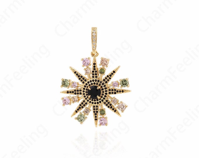 Polaris Charm, Astral Charm, 18K Gold Filled Polaris Pendant, Micropavé CZ Star Necklace, DIY Jewelry Accessories, 44x31.5x6.5mm