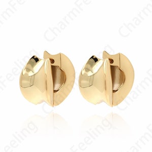 1 paio, orecchini rotondi, orecchini spessi riempiti in oro 18 carati, orecchini cavi rotondi, un regalo per lei, 23,5x22,5x13,5 mm