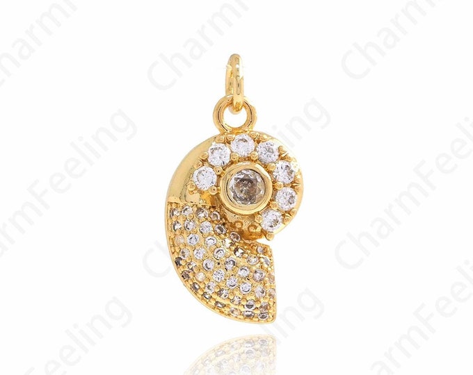 18K Filled Gold Ocean Charm Necklace, Conch Pendant, Beach Charm, DIY Jewelry Making Accessories 22.5x11.5x4mm