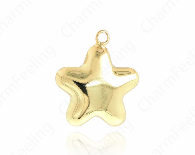 Pentagram Pendant, Dainty Star Charm, 18K Gold Filled Simple Star Charm,Pentagram Charms,DIY Jewelry Supplies, 32x28x11mm