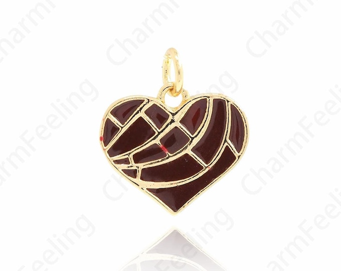 Red Heart Charm, Heart Necklace, 18K Gold Filling Enamel Heart Pendant, Heart Charm, Enamel Charm, DIY Jewelry Accessories 17x15x1.4mm
