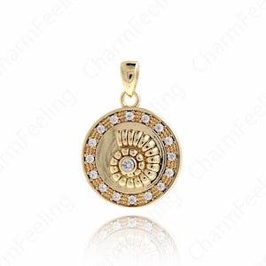 Collier à breloques océan en or rempli 18 carats, pendentif conque ronde, breloque de plage, accessoires de fabrication de bijoux DIY 23,3 x 16 x 2,8 mm