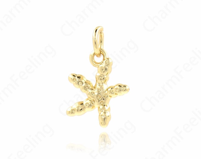 Nautical Charm, Starfish Pendant, Ocean Charm, 18K Gold Filled Starfish Necklace, Starfish Charm, DIY Jewelry Supplies, 15x10x2mm