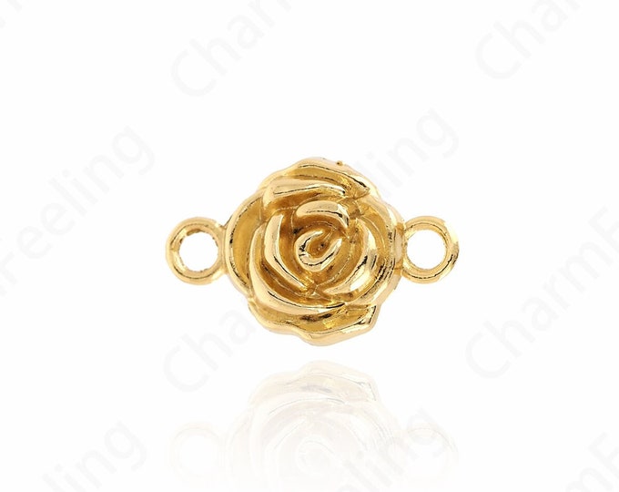 Alloy Flower Connector,18K Gold Filled Flower Jewelry, Gold Flower Connector, Rose Connector, Used for Jewelry Products  25.5x16x6mm