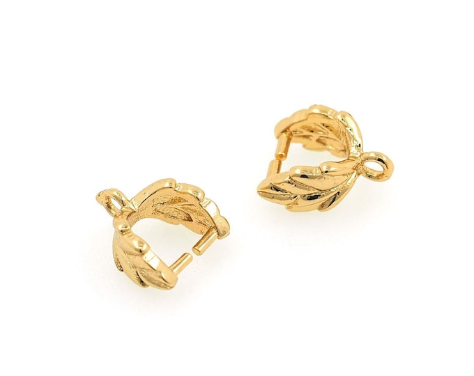Pendant Clip Connector, 18K Gold Filled Small Pendant Clip, Leaf Clip, Leaf Charm, Leaf Clip, DIY Jewelry Accessories, 8.5x7mm