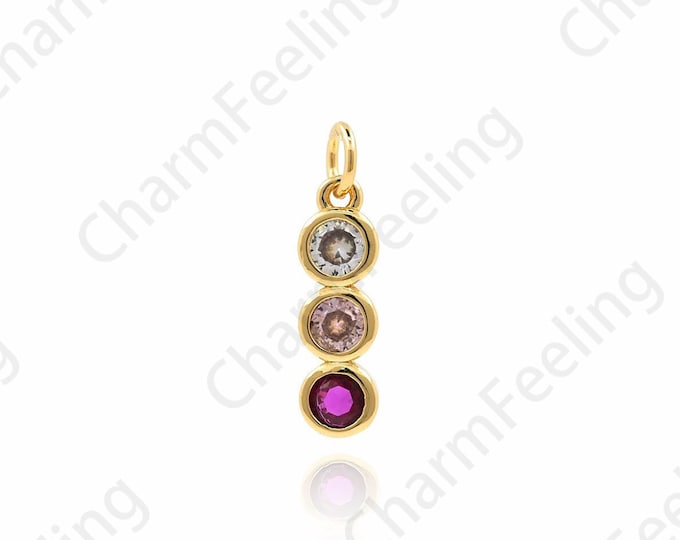 18K Gold Filled Traffic Light Pendant, Traffic Light Charm, Micropavé CZ Traffic Light Necklace, DIY Jewelry Making Supplies, 16x4x2mm