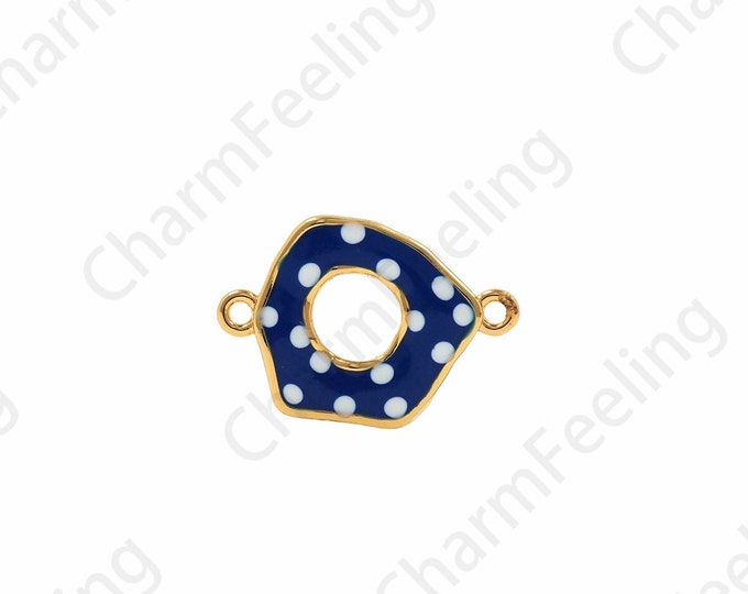 18K Gold Filled Enamel Oval Hollow Connector, Blue Enamel Oval Connector, Bracelet Necklace Connector, DIY Jewelry Accessories, 11x17x1.7mm
