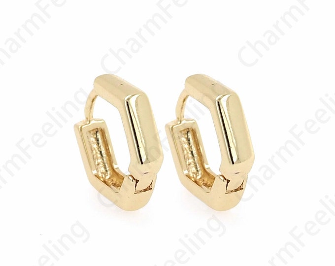 Micropave CZ Gold Earrings,18K Gold Filled Round Earrings,Zircon Earrings,Hollow Earrings,DIY Jewelry Accessories,15.5x14x3.5mm