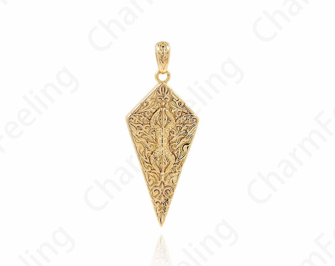 Dainty Triangle Necklace, Suitable for DIY Jewelry Making Accessories,Triangle Pendant, 18K Gold Filled Rectangular Charm,38x15x3.2mm