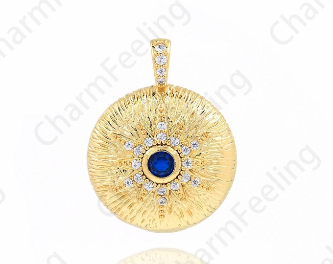 Micropavé CZ Disc Star pendant, Round Star Pendant,18K Gold Filled Star Pendant, Star Jewelry, Used For Jewelry Accessories 21x16x5mm