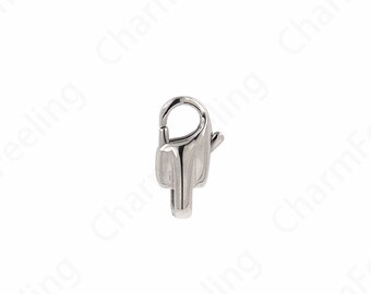Mosquetón de acero inoxidable, cierre de langosta relleno de plata, cierre de botón, cierre de joyería, suministros de joyería DIY de cierre de resorte, 15,5x8,5x5 mm