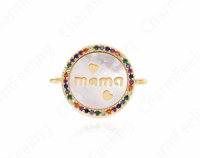 Round Connector,Micropavé CZ Religious Connector,18K Gold Filled Mama Charm,Religious Charm,DIY Jewelry Accessories,18.5x24x3mm