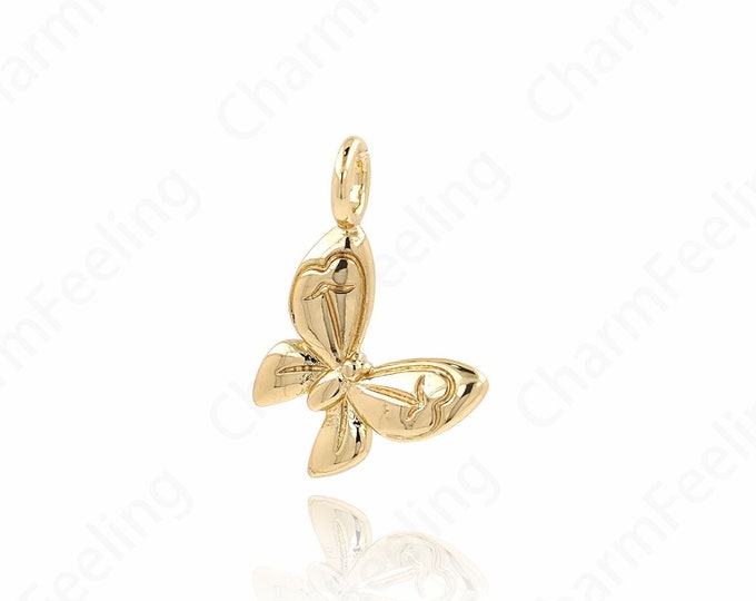 Dainty Flying Necklace, 18K Gold Filled Butterfly Pendant, Butterfly Charm, Insect Charm, DIY Jewelry Accessories,20.5x14.5x2.5mm
