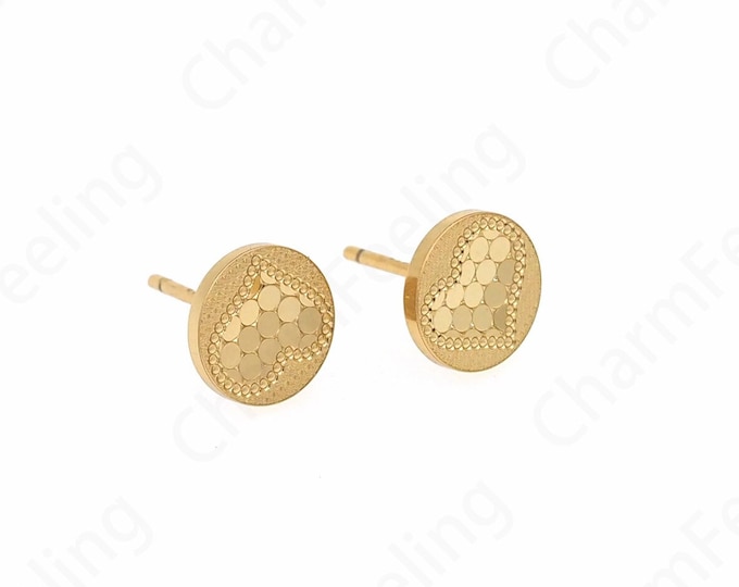 Honeycomb Earring,Heart Earring, Round Love Earrings, 18K Gold Filled Pierced Earrings, DIY Earring Accessories，8.5x8.5x1.2mm