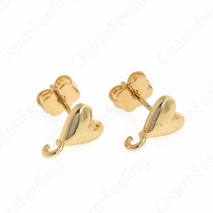 Accessoires hartoorknopjes, sierlijke oorbellen, 18 kt gold filled hartoorbellen, doe-het-zelf sieradenaccessoires, 11 x 7,5 x 2,5 mm