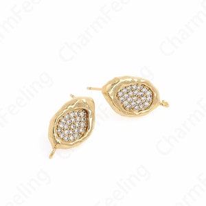 Oval Earrings,Micropavé CZ Gold Earrings,18K Gold Filled Dangling Earrings,Earring Accessories,DIY Jewelry Supplies 19.3x10.5x2mm