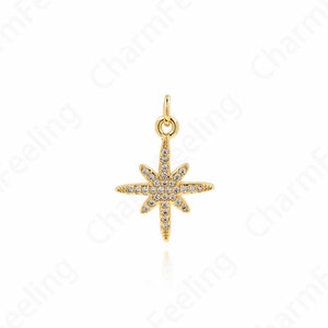 Star Charm, Micro-Pave Mini Polaris Pendant, Polaris Necklace, Polaris Charm, Star Pendant, DIY Jewelry Making Accessories 23x15.5x2mm