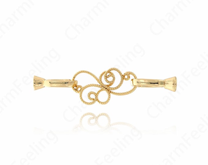Gold Pattern Connector, 18K Gold Filled Round  Connector,Bar Chains Connector, DIY Bracelet Necklace Accessories,40x10x1.5mm