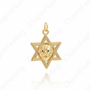 May include: A gold-toned pendant charm in the shape of a six-pointed star with a detailed face in the center.