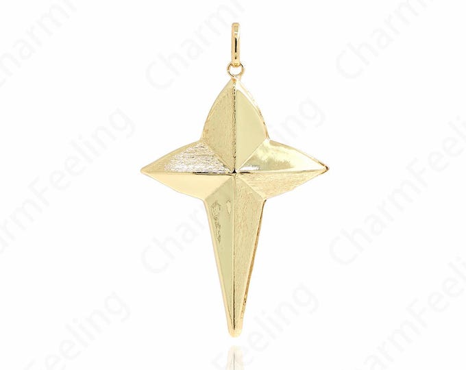 18K Gold Filled Star Necklace,Big Star Charm, Polaris Charm, Starburst Charm, DIY Jewelry Accessories,89x53.5x12mm