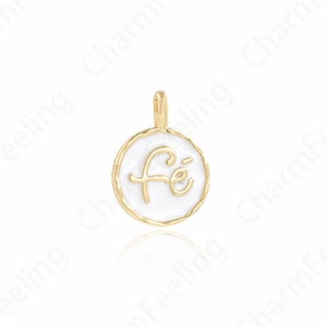 Enamel Charm Round Pendant, Alphabet FE Pendant,18K Gold Filled Alphabet Necklace,DIY Jewelry Supplies,12.8x9.3x1.4mm