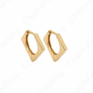 Suitable For Anniversary Gifts Square Earrings, 18K Gold Filled Eectangular Earrings, Brass Gold-Plated Earrings, Earring Charm, 14x14x2.3mm