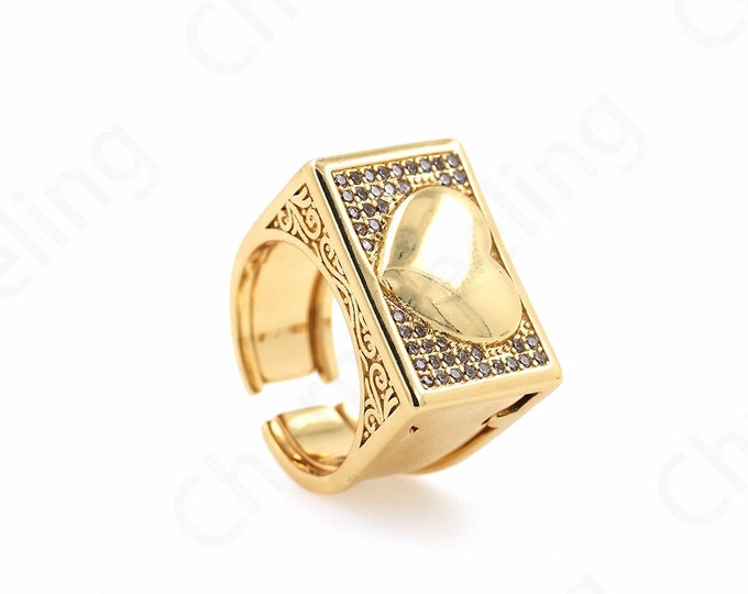 Heart Rings, Party Rings,Wedding Rings, 18K Gold Filled Rings, Circle Rings, Micro Pavé CZ Wide Rings, Fashion Rings,