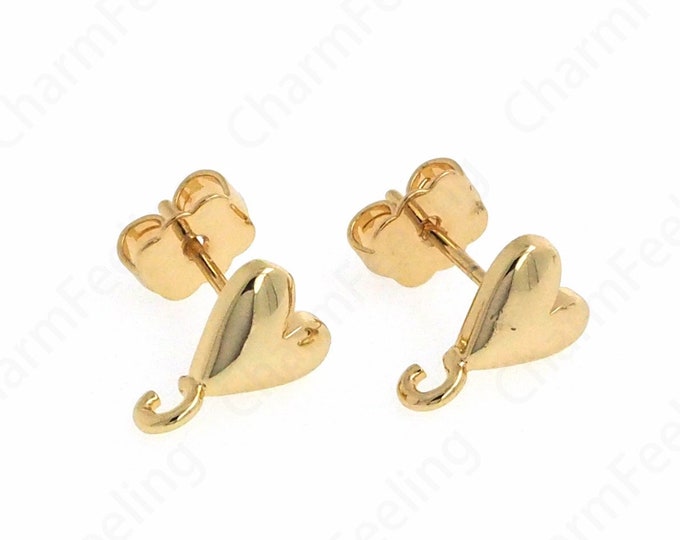 Heart Stud Earrings Accessories, Dainty Earrings,18K Gold Filled Heart Earrings,DIY Jewelry Accessories,11x7.5x2.5mm