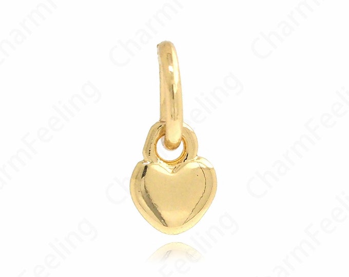 10 pcs Small Heart Charm 18K Gold Filled Dainty Heart Shaped Pendant, Heart-Shaped Necklace, Heart Charm,DIY Jewelry Supplies,10X5X1.1mm