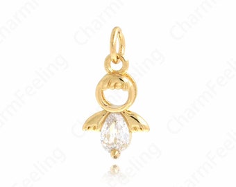 Wings Charm, Cupid Pendant, 18K Gold Filled Angel Charm, Flying Necklace,DIY Jewelry Supplies, 18x9x3.5mm