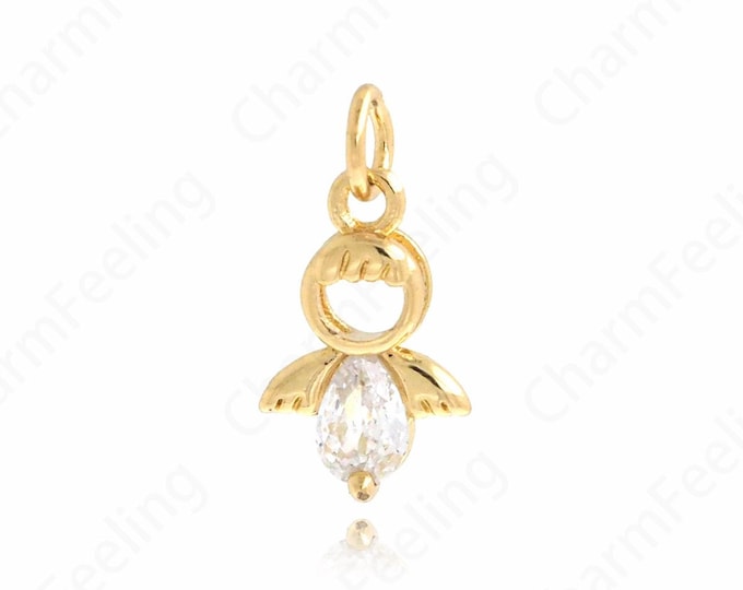 Wings Charm, Cupid Pendant, 18K Gold Filled Angel Charm, Flying Necklace,DIY Jewelry Supplies, 18x9x3.5mm