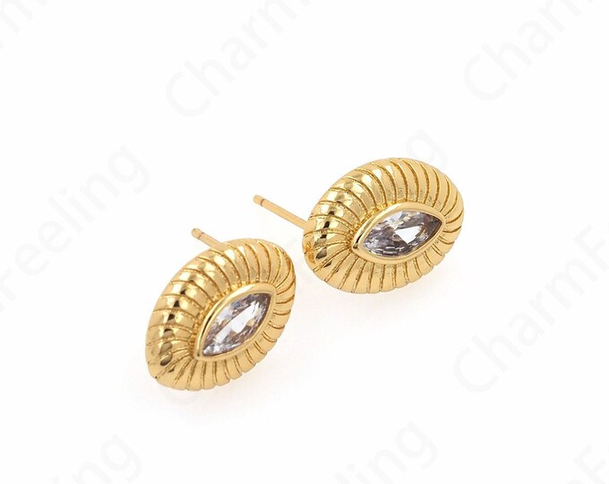 Earring Pendant,Eye Studs, Micropavé Zircon Eye Earrings,Lucky Eye Earrings,18K Gold Filled Eye Earrings, Gift For Her, 11.4x15.5x3.2mm